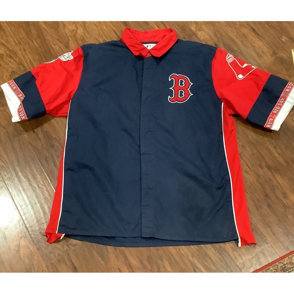 Boston Red Sox Shirt Mens XL Snap Front Blue MLB Genuine Merchandise
